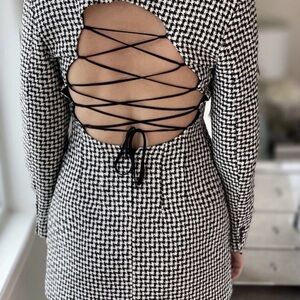 Zara open back tweed blazer dress